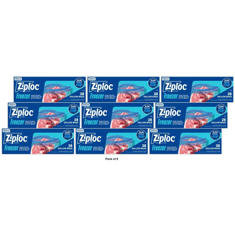 Ziploc Gallon Food Storage Freezer Bags, Grip 'N Seal Technology For Easier Grip (Pack Of 9)