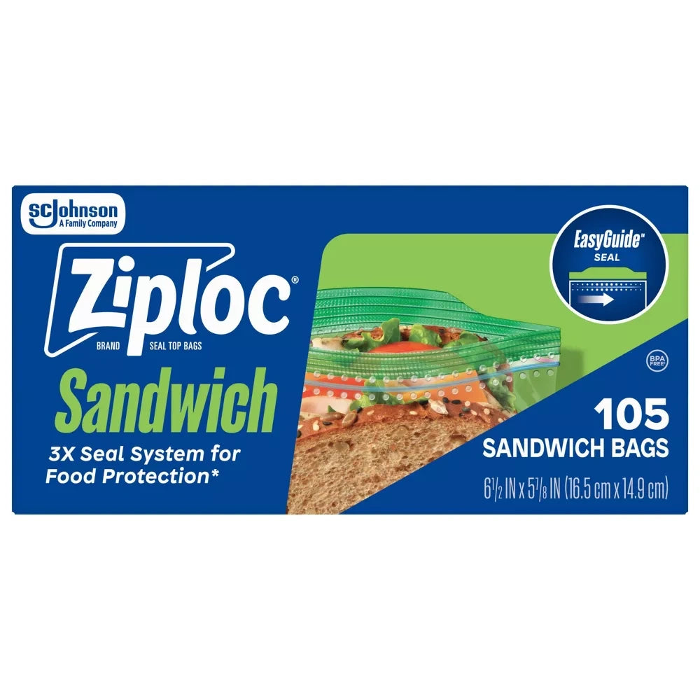 Ziploc Sandwich Bags with Grip 'n Seal Technology (Pack of 12)