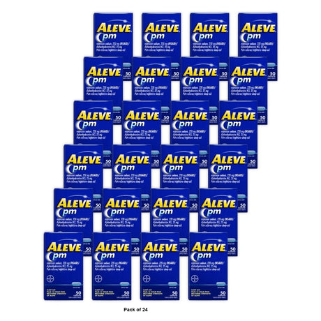 Aleve PM Pain Reliever &amp; Nighttime Sleep Aid Caplets, 50 Count 5.6 Oz (Pack of 24)