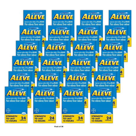 Aleve Caplets Naproxen Sodium Pain Reliever 24 Count (Pack of 36)