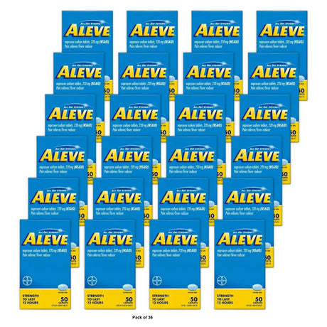 Aleve Caplets Naproxen Sodium Pain Reliever 50 Count (Pack of 36)