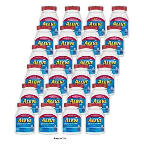 Aleve Tablets Easy Open Arthritis Cap Naproxen Sodium Pain Reliever 200 Count (Pack of 24)
