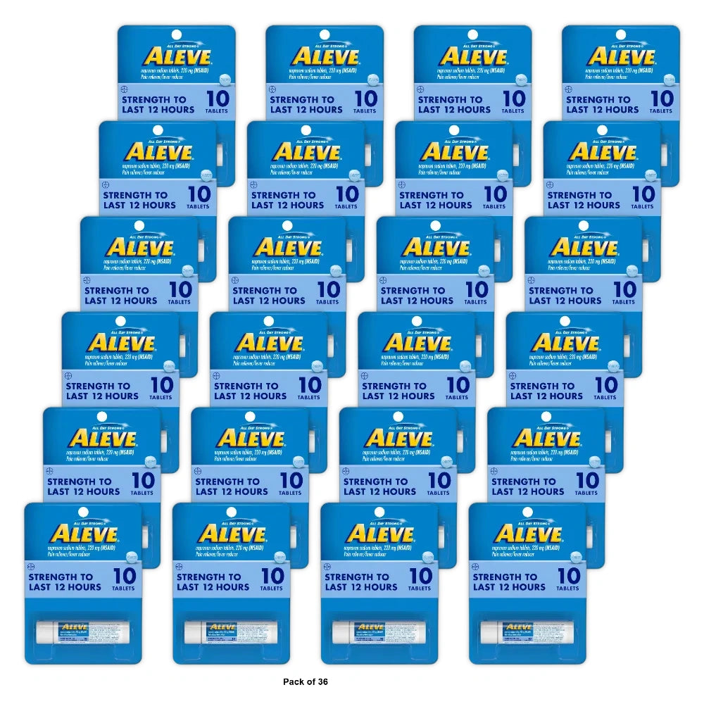 Aleve Tablets Naproxen Sodium Pain Reliever 10 Count (Pack of 36)