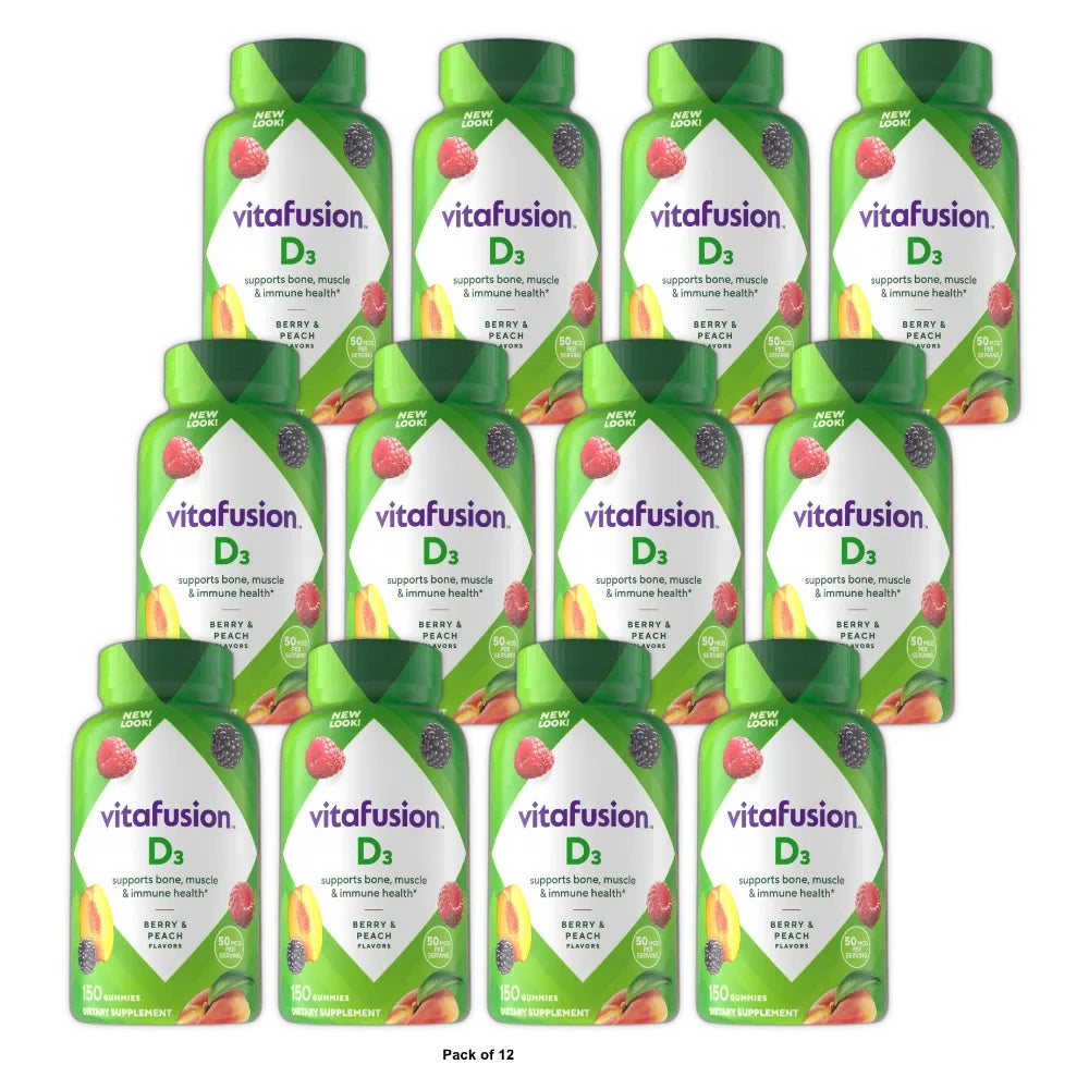 Vitafusion Vitamin D3 Gummy Vitamins, 50mcg per serving, Immune System Support (Pack of 12)