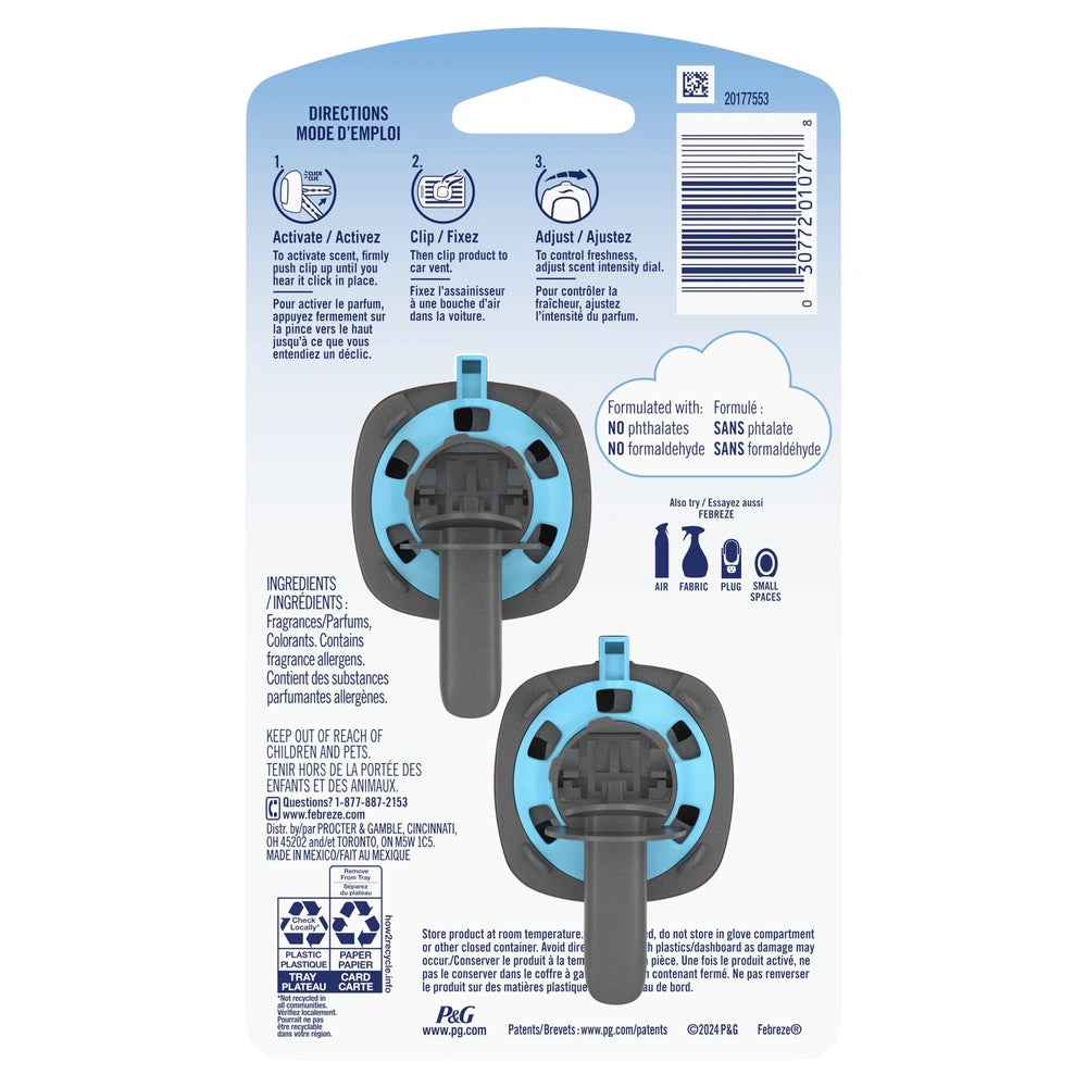 Febreze Car Air Freshener Odor-Fighting Car Vent Clip Gain Island Fresh (Pack of 8)
