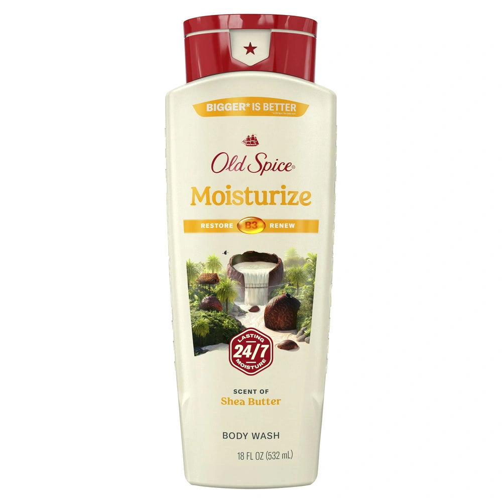 Old Spice Men s Body Wash Moisturize with Shea Butter All Skin Types 18 fl oz (Pack of 4)