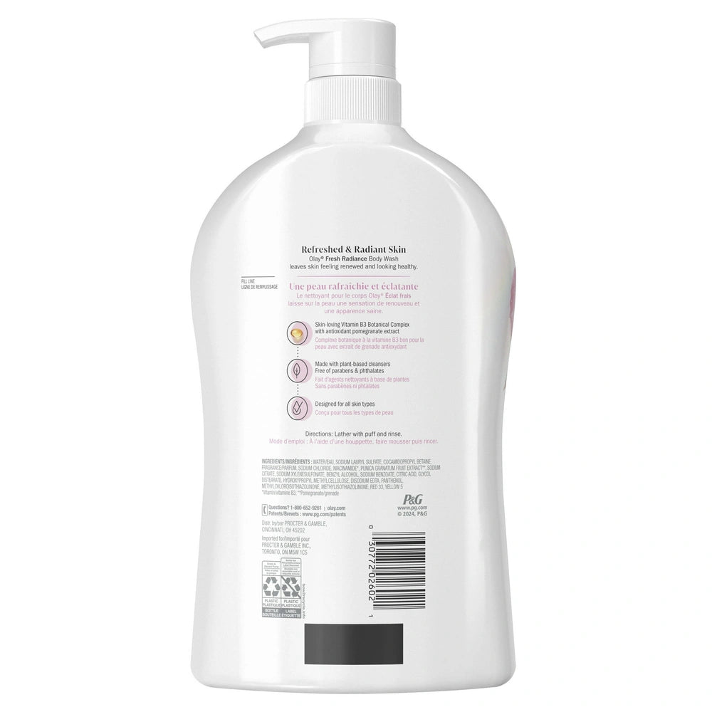 Olay Fresh Outlast Women s Body Wash Rose Water & Sweet Nectar Pump 33 fl oz (Pack of 4)
