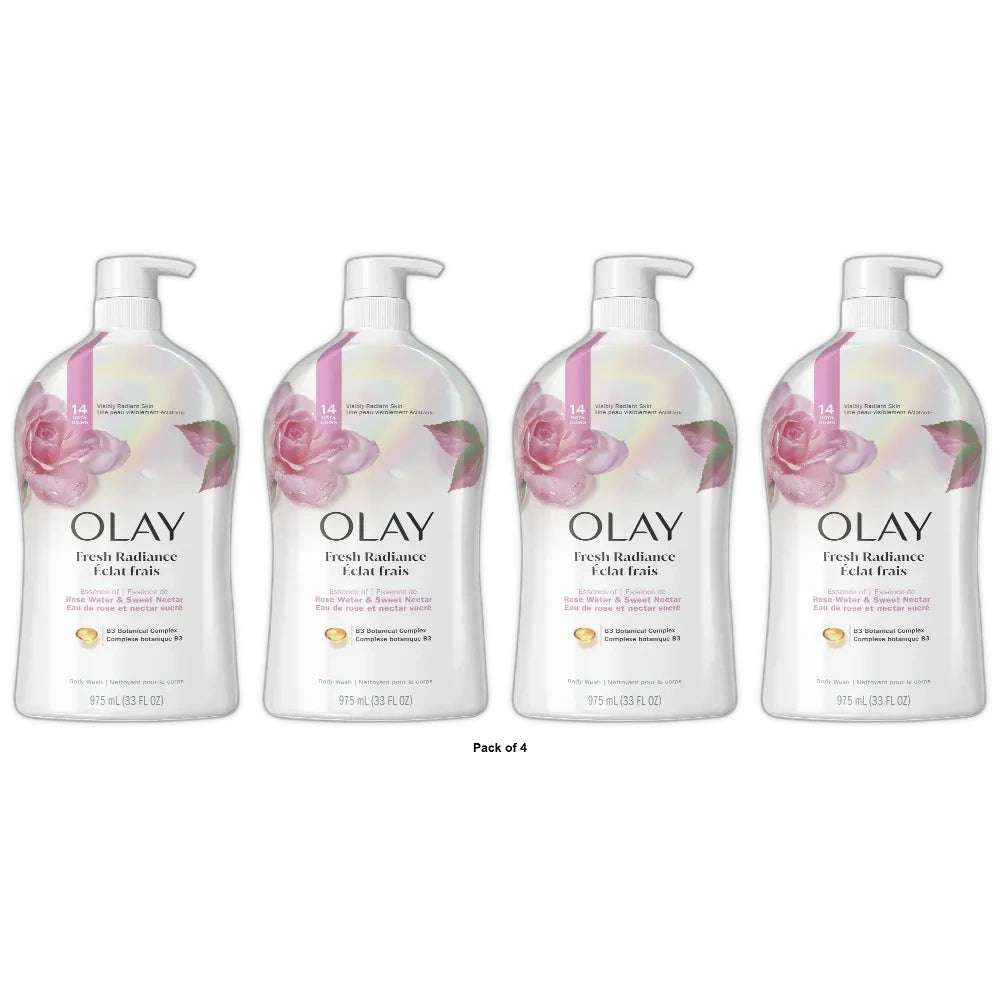 Olay Fresh Outlast Women s Body Wash Rose Water & Sweet Nectar Pump 33 fl oz (Pack of 4)