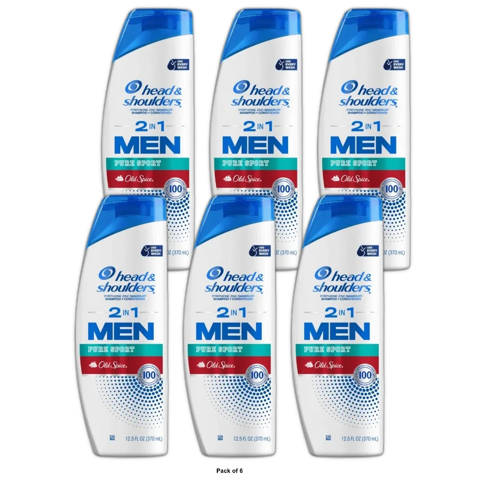 Head & Shoulders Old Spice Pure Sport Anti-Dandruff 2-in-1 Shampoo + Conditioner 12.5 fl oz (Pack of 6)