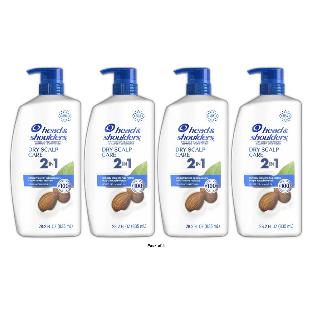 Head & Shoulders 2-in-1 Dandruff Shampoo and Conditioner, Anti-Dandruff Treatmen 28.2 oz(Pack of 4)