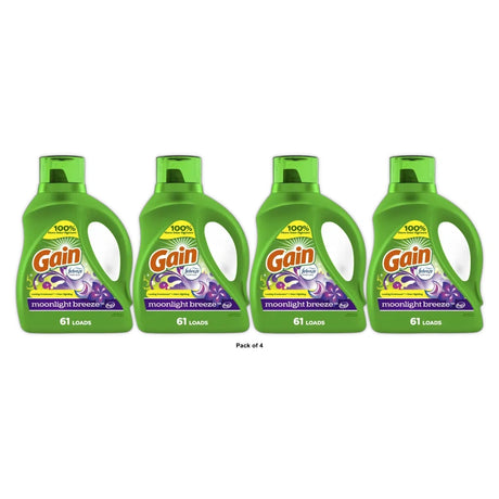 Gain + Aroma Boost Moonlight Breeze Scent HE Compatible Liquid Laundry Detergent 88.0 fl oz (Pack of 4)