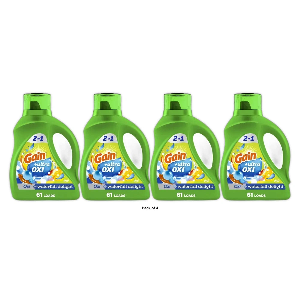 Gain Ultra Oxi Liquid Laundry Detergent Waterfall Delight Scent 61 L88.0 fl oz (Pack of 4)