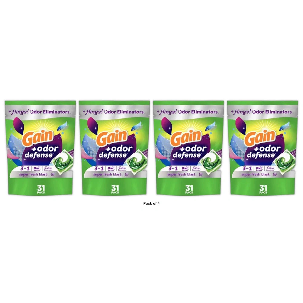Gain Flings Odor Defense Laundry Detergent Pods - 23.84 oz (Pack of 4)