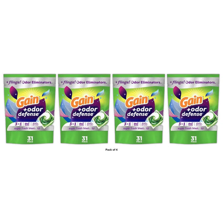 Gain Flings Odor Defense Laundry Detergent Pods - 23.84 oz (Pack of 4)