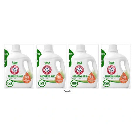 ARM & HAMMER Sensitive Skin Free & Clear Liquid Laundry Detergent Soap 105 fl OZ (Pack of 4)