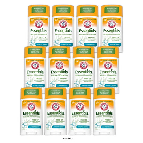 ARM & HAMMER Essentials Deodorant Juniper Berry Made with Natural Deodorizers 2.5 OZ (Pack of 12)