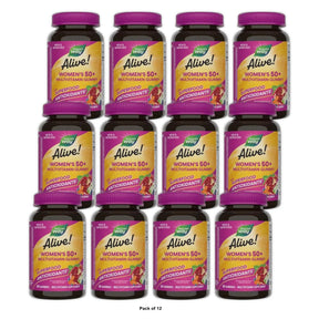 Nature s Way Alive! Women s 50+ Gummy Multivitamin B-Vitamins Mixed Berry Flav (Pack of 12)