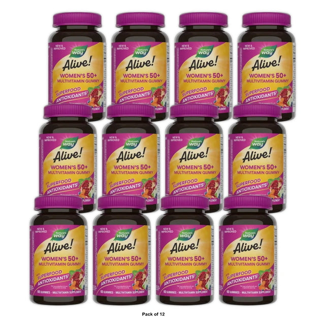 Nature s Way Alive! Women s 50+ Gummy Multivitamin B-Vitamins Mixed Berry Flav (Pack of 12)