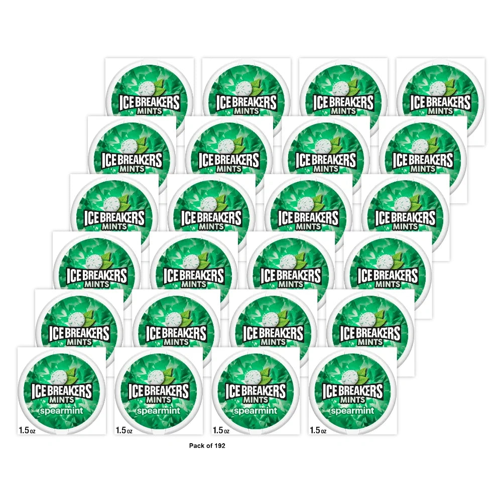 Ice Breakers Sugar Free Mints - Spearmint, 1.5 Oz (Pack of 192)