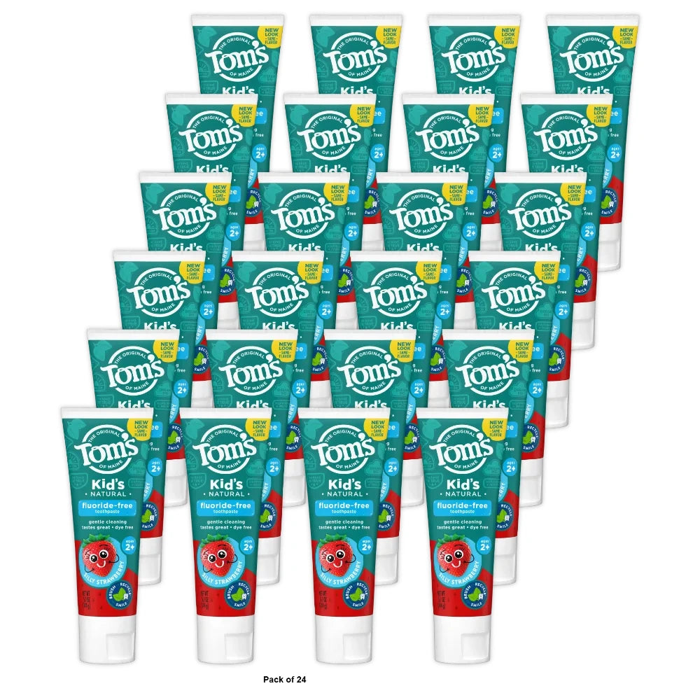Tom s of Maine Kids Fluoride-Free Natural Toothpaste Silly Strawberry 5.1 Oz (Pack of 24)