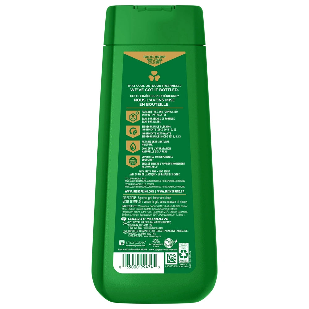 Irish Spring Mens Body Wash Mountain Chill Body Wash for Men Feel Fresh All Da 20 OZ (Pack of 4)