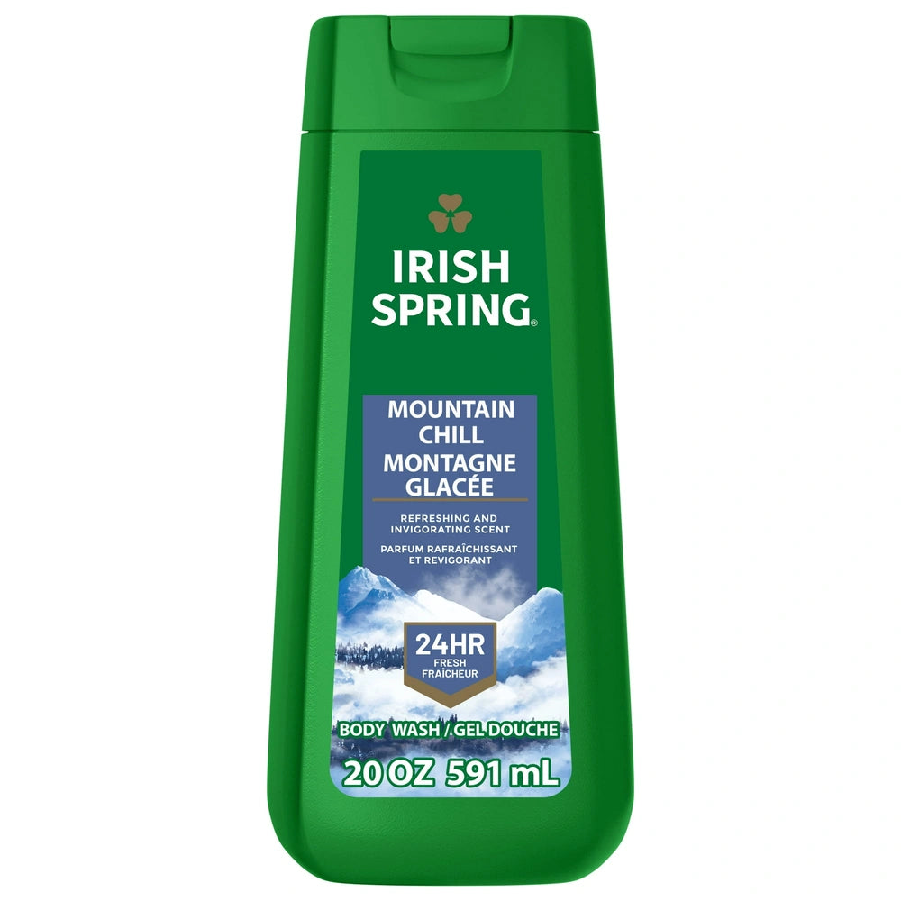 Irish Spring Mens Body Wash Mountain Chill Body Wash for Men Feel Fresh All Da 20 OZ (Pack of 4)