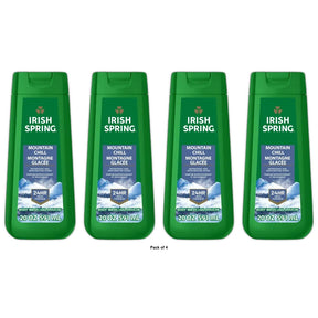 Irish Spring Mens Body Wash Mountain Chill Body Wash for Men Feel Fresh All Da 20 OZ (Pack of 4)