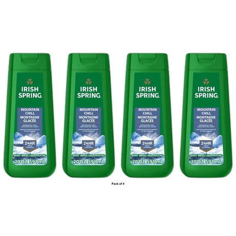 Irish Spring Mens Body Wash Mountain Chill Body Wash for Men Feel Fresh All Da 20 OZ (Pack of 4)