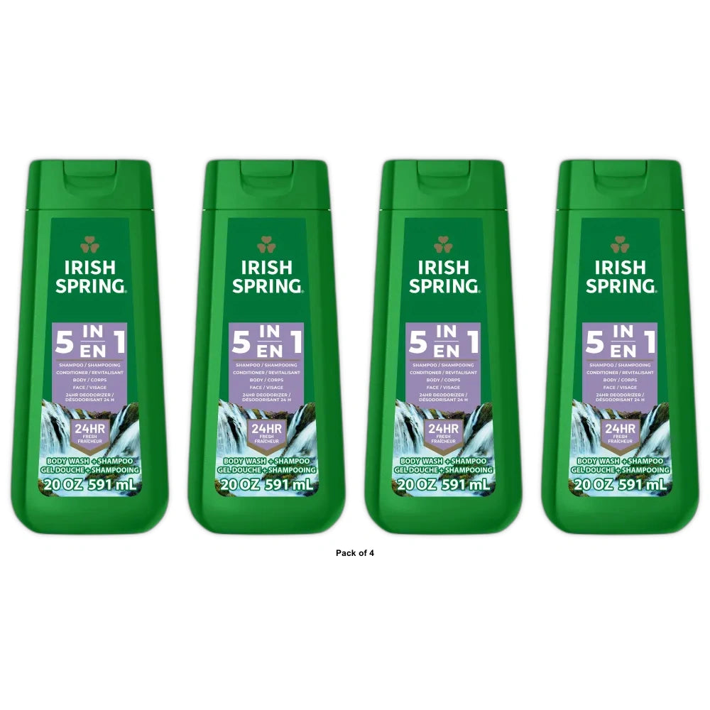 Irish Spring 5 in 1 Body Wash for Men Men s Body Wash All Skin Types 20 fl oz (Pack of 4)