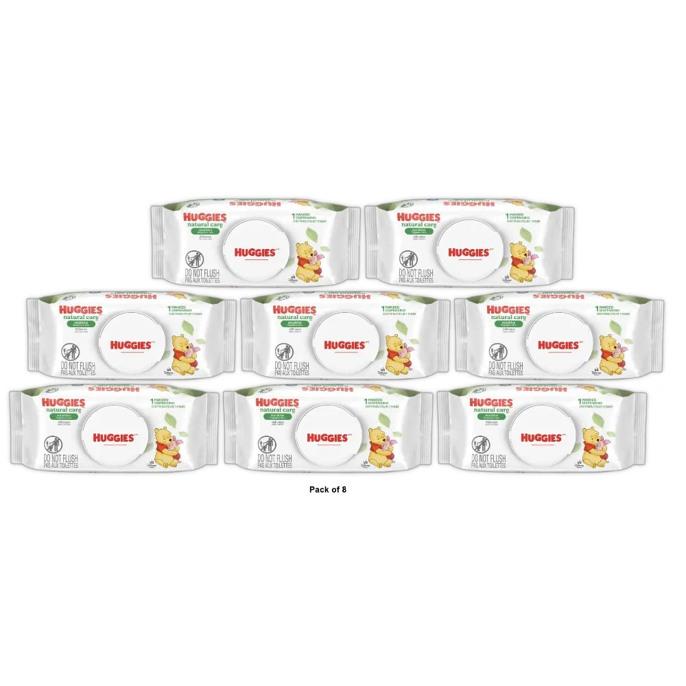 Huggies Natural Care Fragrance Free Baby Wipes,448 Total Wipes 56 Count (Pack of 8)