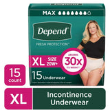 Depend Fresh Protection Adult Incontinence Underwear for Women Maximum XL Blu (Pack of 2)