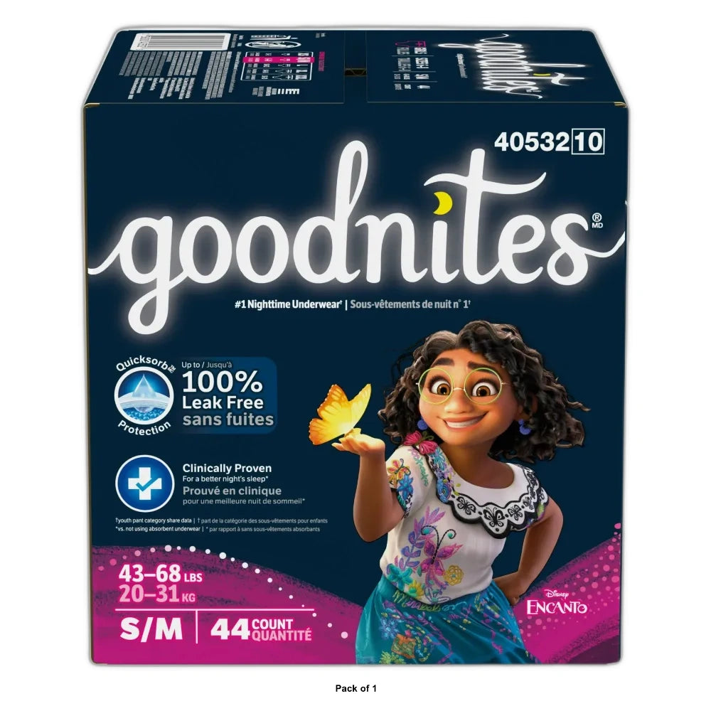 Goodnites Girls' Nighttime Underwear - S/M (Pack of 1)