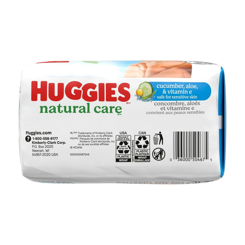 Huggies Natural Care Cucumber, Aloe, and Vitamin E Baby Wipes (Pack of 3)
