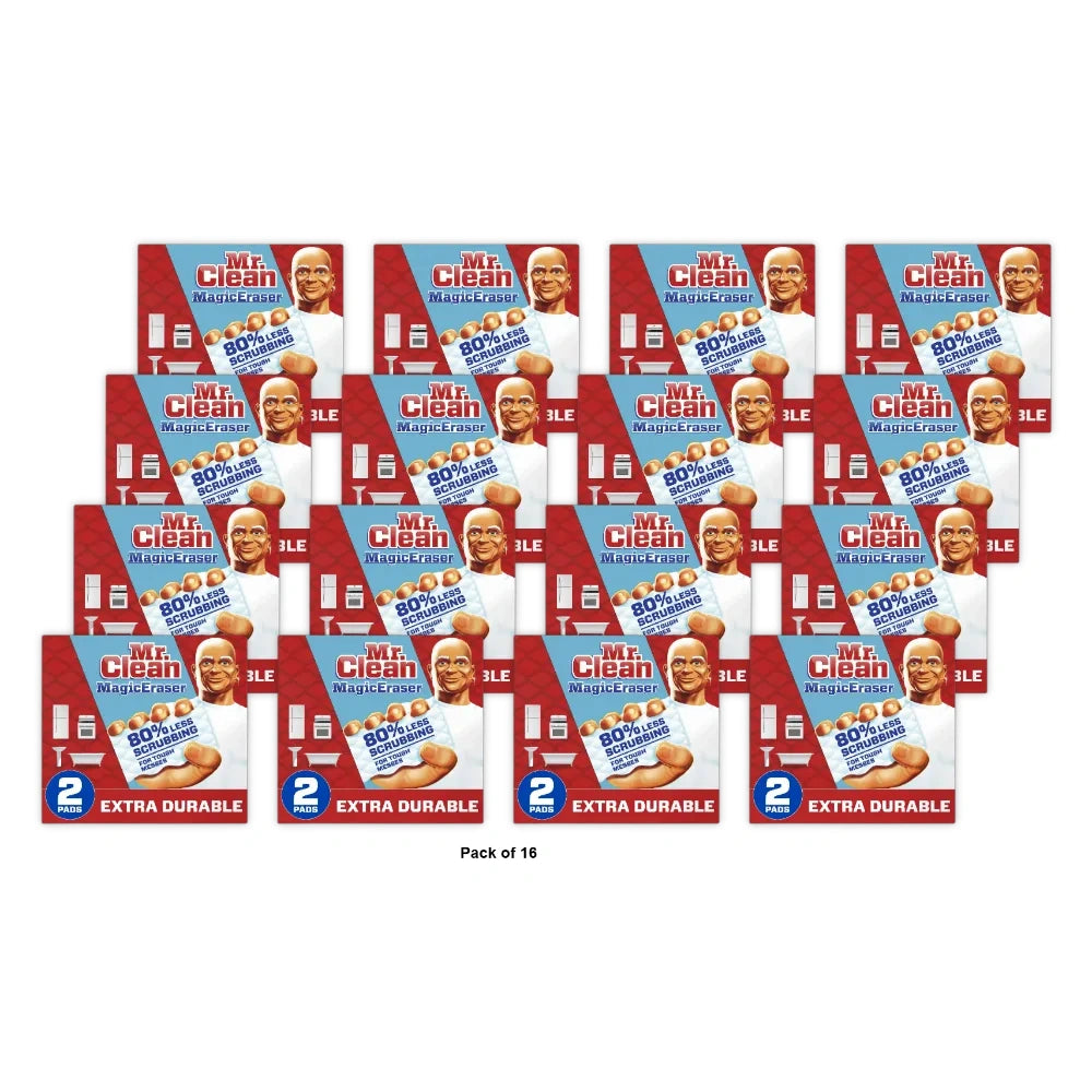 Mr. Clean Magic Eraser Extra Durable Cleaning Pads With Durafoam 2 Ct 0.8Oz (Pack Of 16)