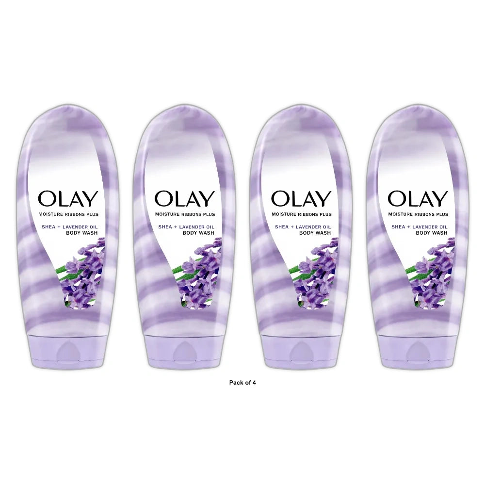Olay Moisture Ribbons Women s body Wash Shea + Lavender Oil 18 fl oz (Pack of 4)
