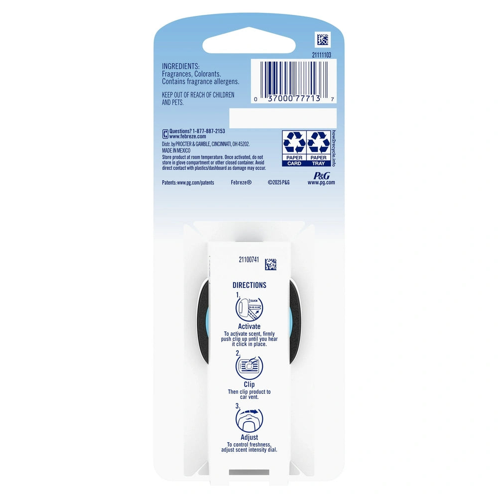 Febreze Auto Car Air Freshener Vent Clip Unstopables Fresh Scent 0.07 Fl Oz (Pack Of 8)
