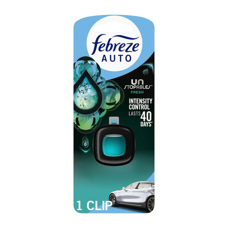 Febreze Auto Car Air Freshener Vent Clip Unstopables Fresh Scent 0.07 Fl Oz (Pack Of 8)