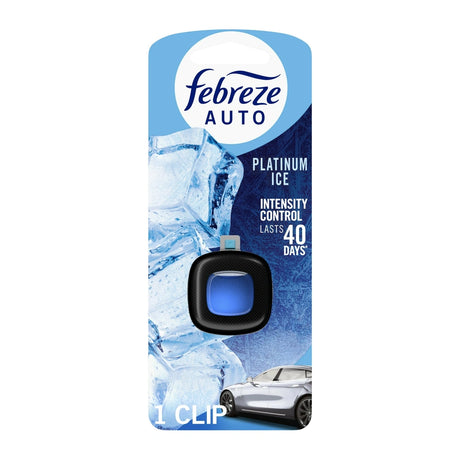 Febreze Auto Car Air Freshener Vent Clip Platinum Ice Scent 0.07 Fl Oz (Pack Of 8)