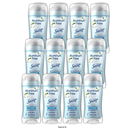 Secret Aluminum Free Women s Deodorant Solid Cotton scent 2.4 OZ (Pack of 12)