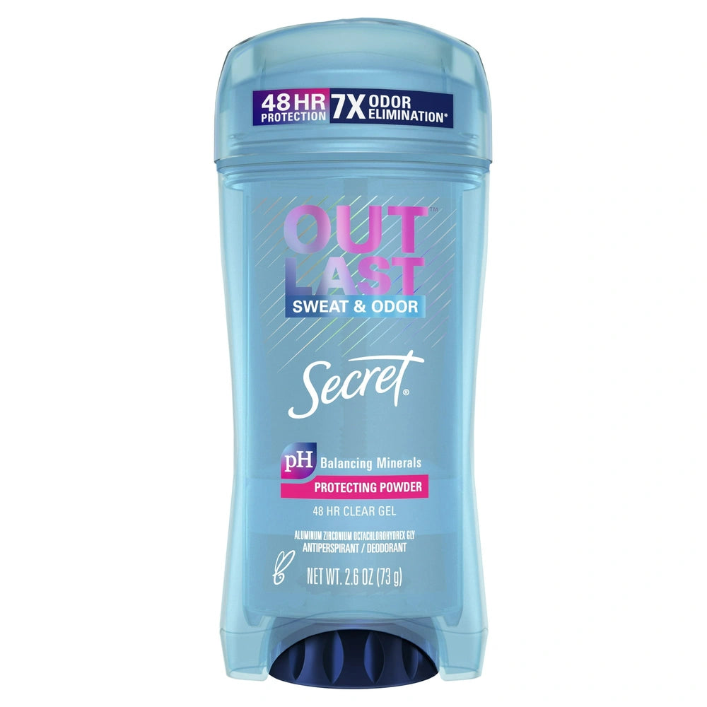 Secret Outlast Clear Gel Antiperspirant Deodorant for Women Protecting Powder 2.6 OZ (Pack of 12)