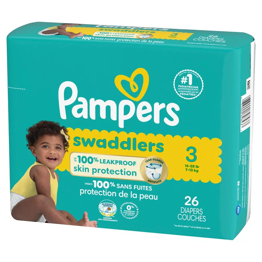 Pampers Swaddlers Sensitive Disposable Diapers - Size 3 -(Pack of 4)