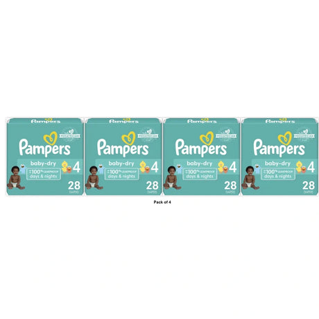 Pampers Baby Dry Diapers Size 4 (Pack of 4)