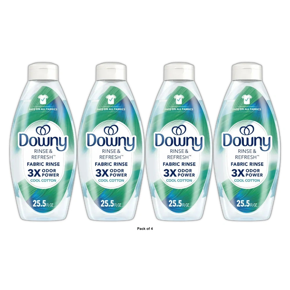 Downy Cool Cotton HE Compatible Rinse & Refresh Laundry Odor Remover and Fabric 25.5 fl oz(Pack of 4)