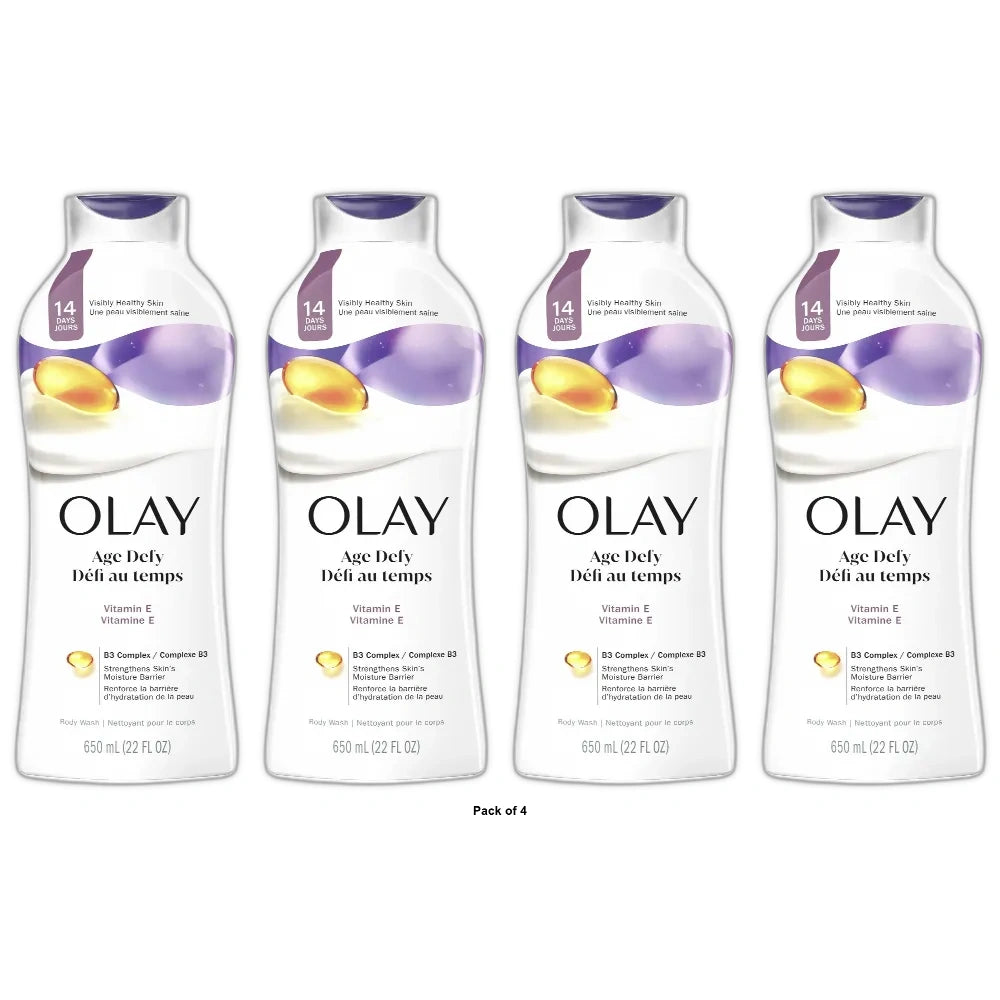 Olay Age Defying Body Wash for Women Vitamin E 22 fl oz (Pack of 4)