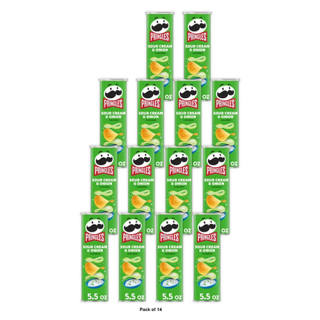 Pringles Sour Cream and Onion Potato Crisps Chips Lunch Snacks 5.5 Oz (Pack of 14)