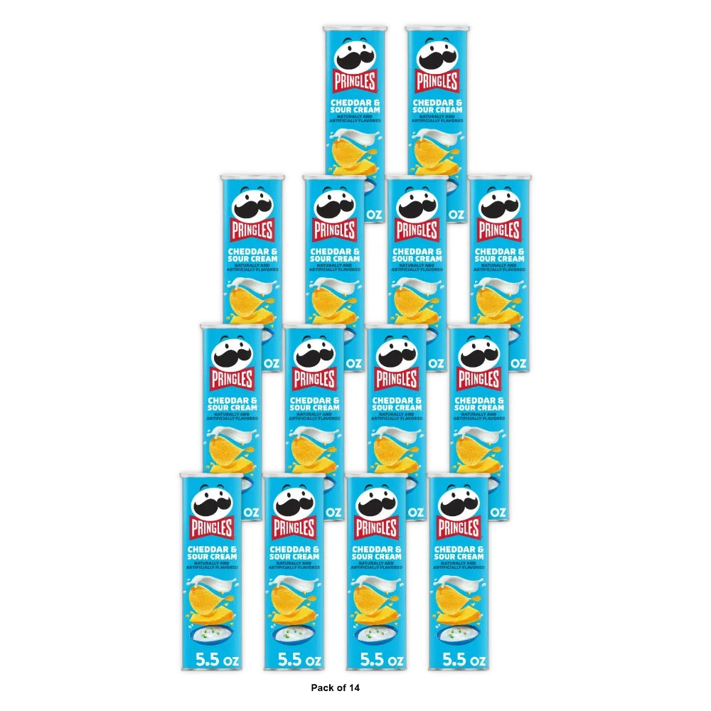 Pringles Cheddar and Sour Cream Potato Crisps Chips Lunch Snacks 5.5 Oz (Pack of 14)