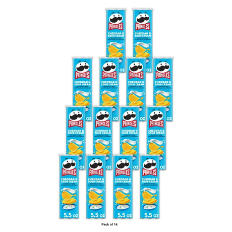Pringles Cheddar and Sour Cream Potato Crisps Chips Lunch Snacks 5.5 Oz (Pack of 14)