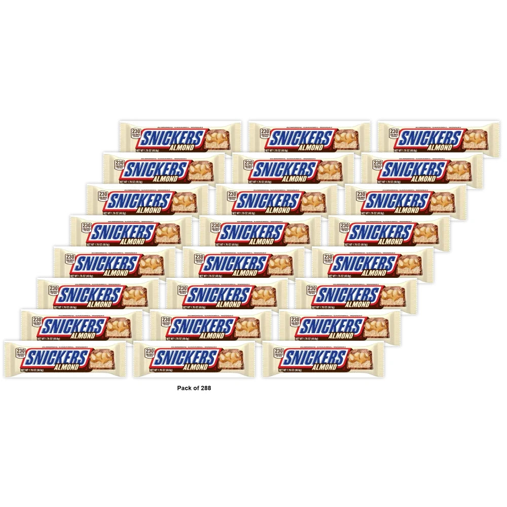Snickers Milk Chocolate Caramel Almonds Nougat Candy Bar 1.76 Oz (Pack of 288)
