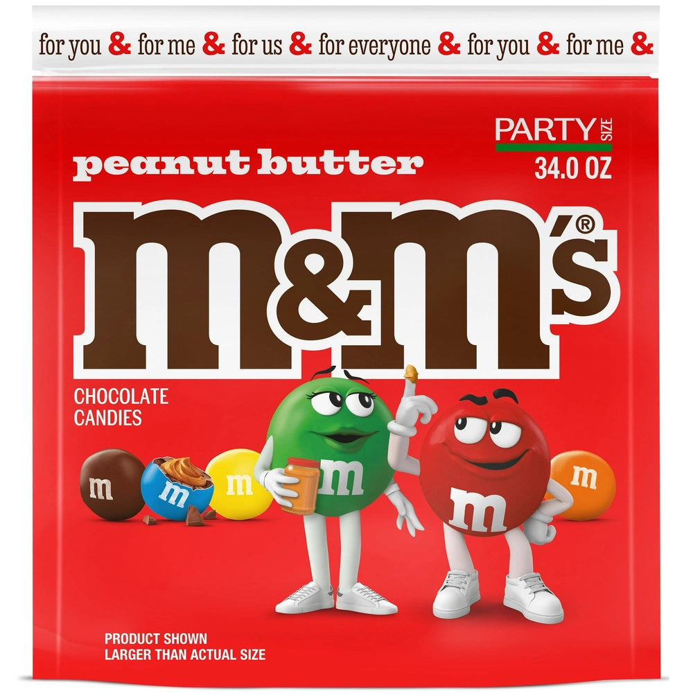 M&M s Peanut Butter Milk Chocolate Christmas Candy Party Size - 34 Bulk Bag (Pack of 6)