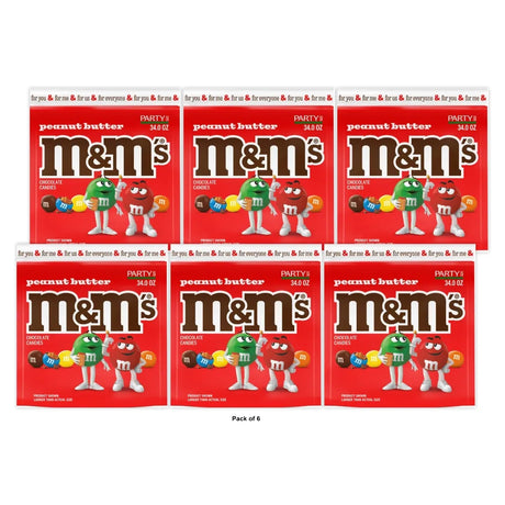 M&M s Peanut Butter Milk Chocolate Christmas Candy Party Size - 34 Bulk Bag (Pack of 6)